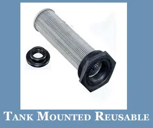 tank mounted reusable strainers
